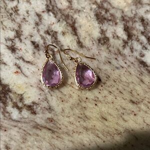 Elegant lavender crystal glass teardrop Earrings